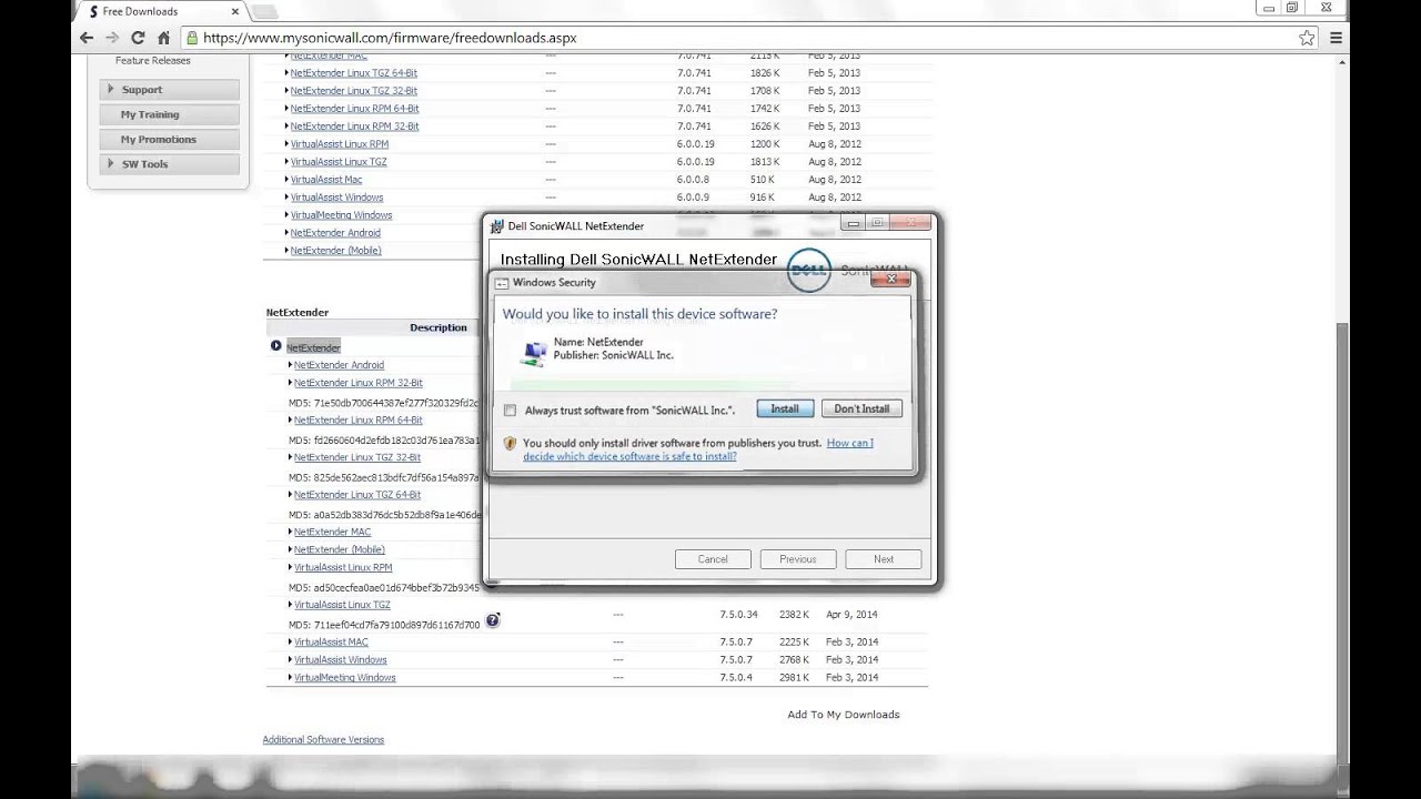 sonicwall netextender download windows